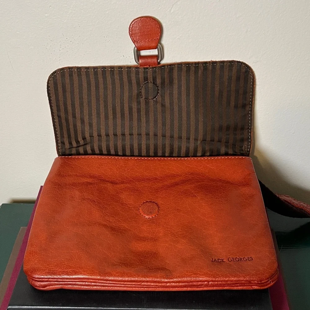 Jack Georges Genuine Leather Burnt Brown‎ Voyager Wallet on String Crossbody Bag